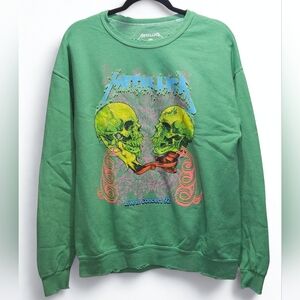 Metallica Distressed Graphic Crewneck Sweatshirt, Size Small, Green, NWT